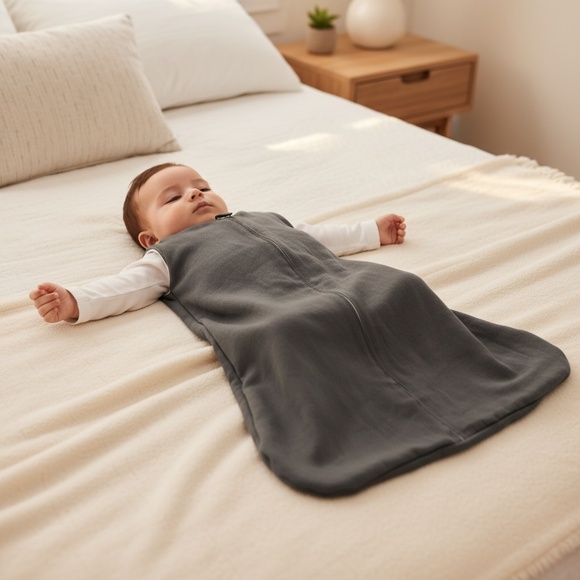 Sleep Sack 100% Linen Baby 0-6M Gray Button Sleep Bag Blanket Mom and Pop's Kids